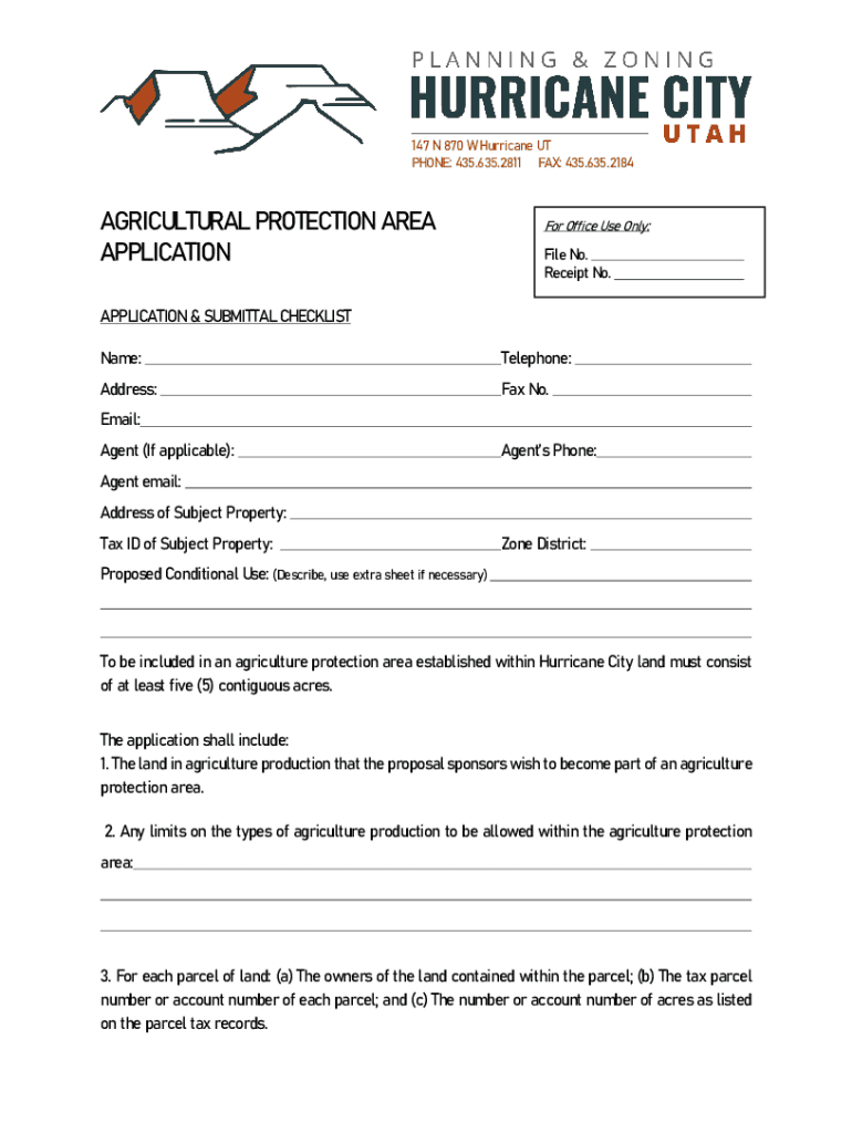 Fillable Online AGRICULTURAL PROTECTION AREA APPLICATION Fax Email