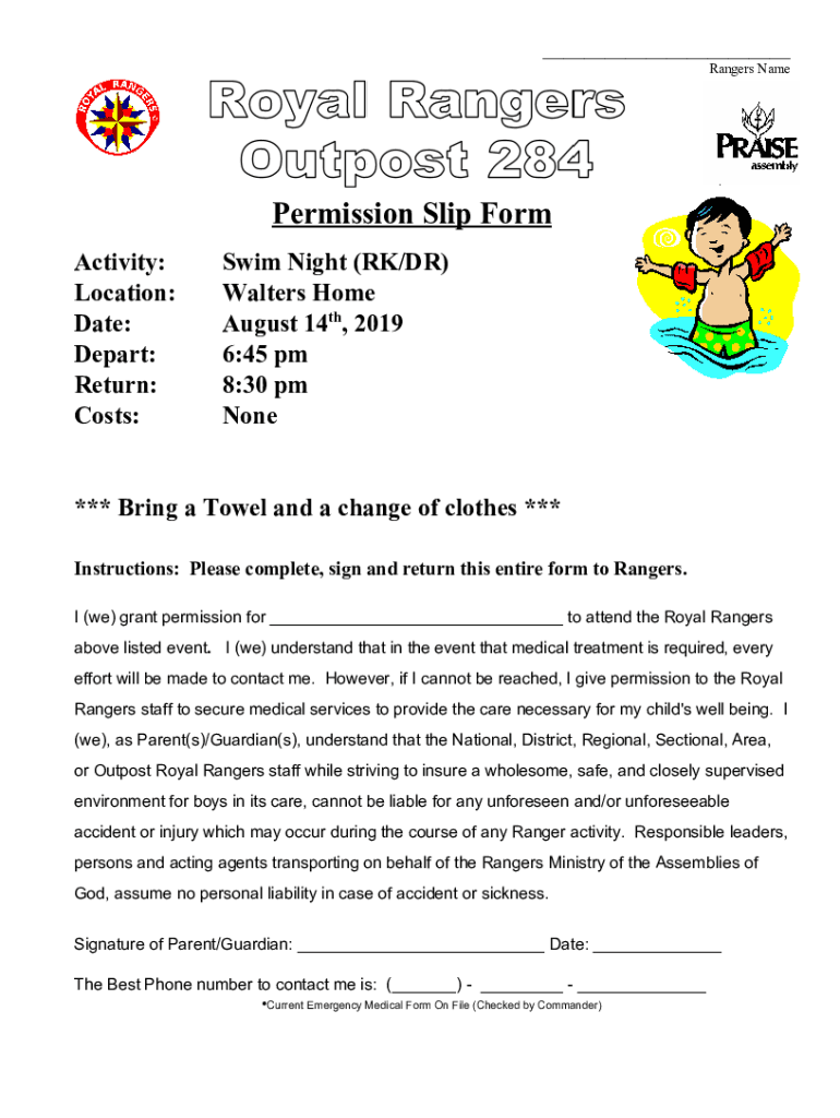 Fillable Online Permission Slip Form Fax Email Print - pdfFiller