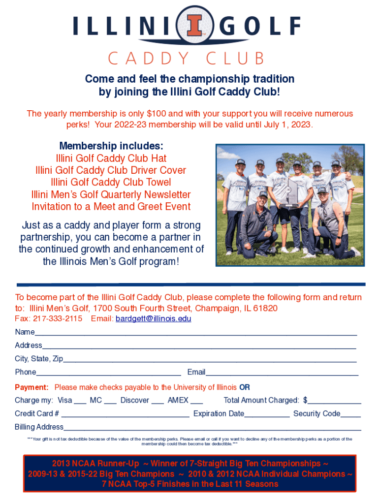 Fillable Online 202122 Caddy Club Info/Registration Sheet Fax Email