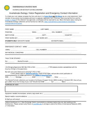 Fillable Online naturalhistory si IZ Visitor Request Form Fax Email ...