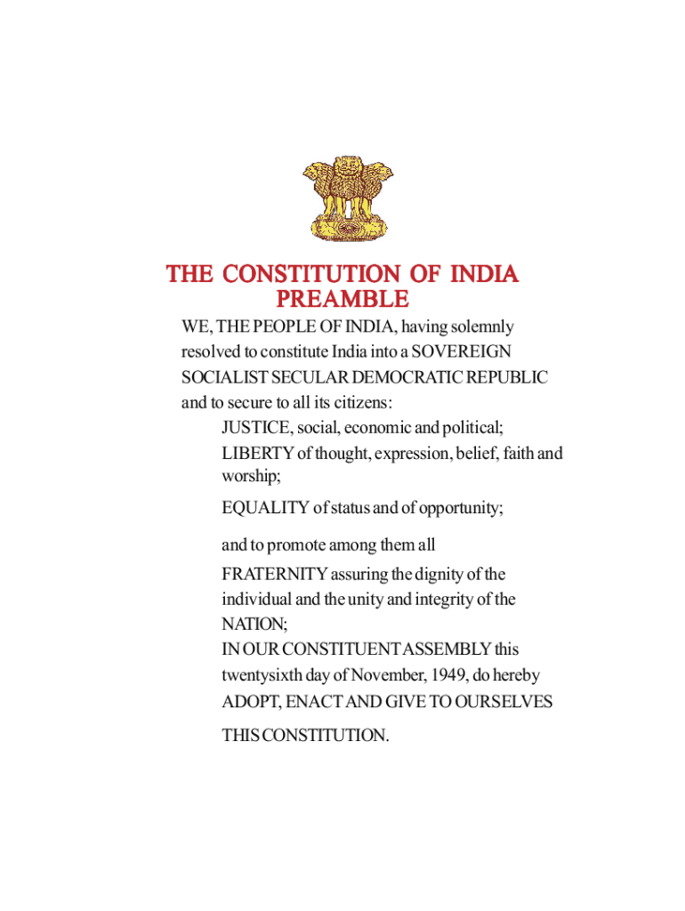 Fillable Online We, the people of India, having solemnly resolved to