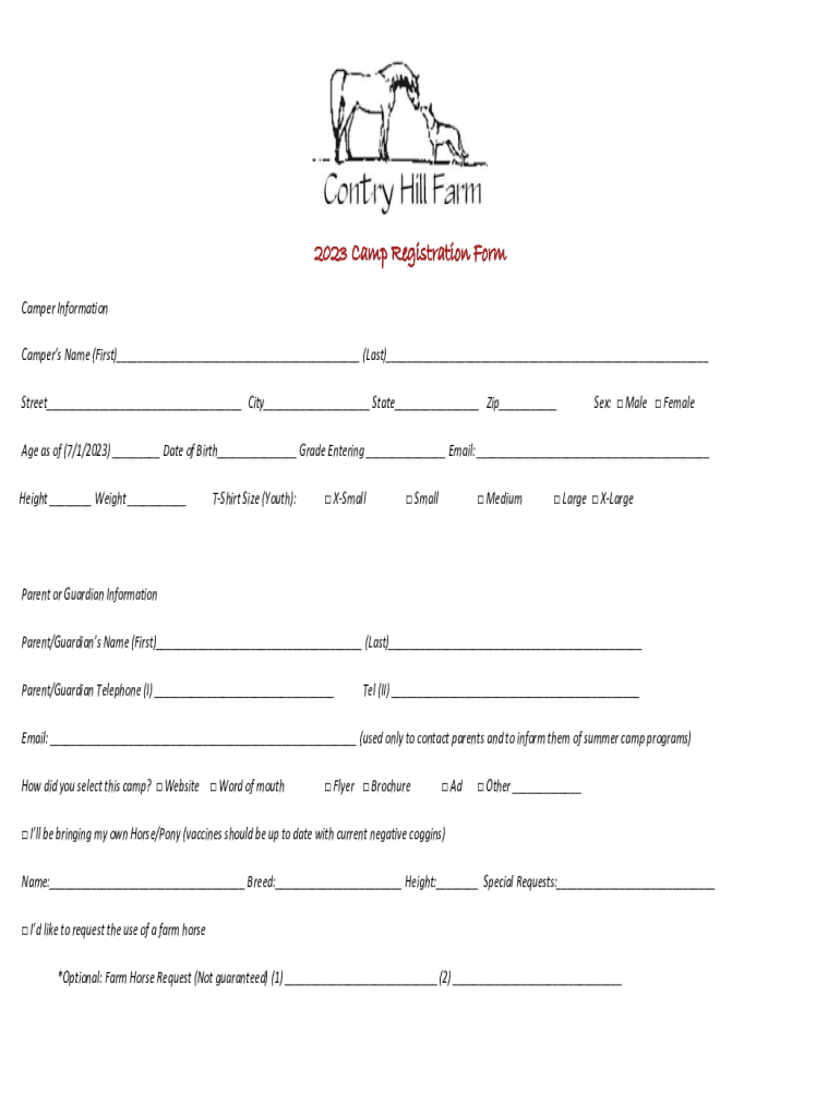 Fillable Online Iron County Youth Camp Registration Fax Email Print
