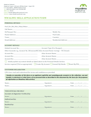 MWALIMU HELA APPLICATION FORM - Nairobi