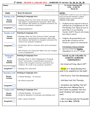 Fillable Online 5th grade reading Worksheets, word lists and activities ...