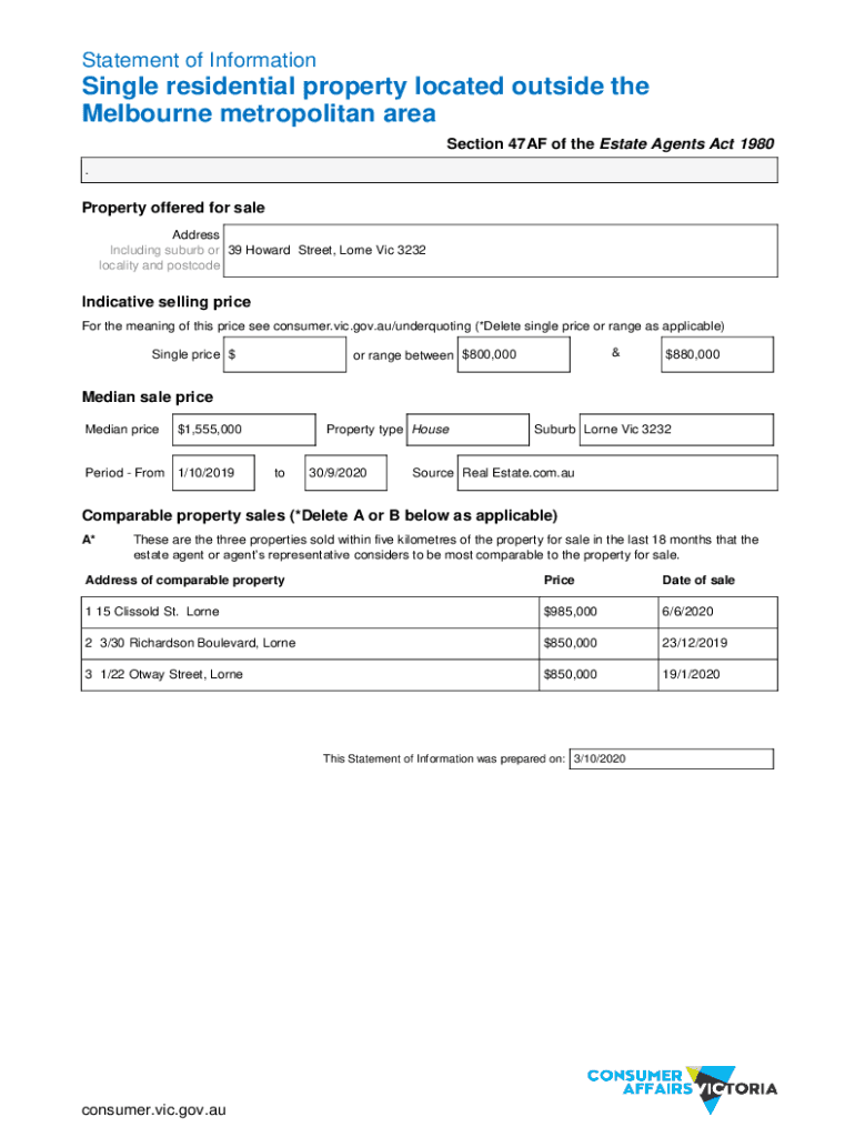 Fillable Online Including suburb or 39 Howard Street, Lorne Vic 3232