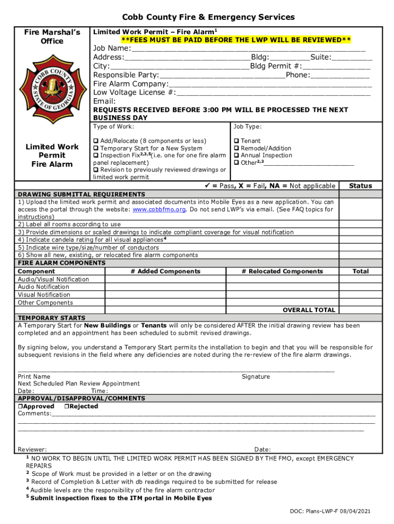Fillable Online Cobb County Fire Department (cobbcountyfire)... Fax