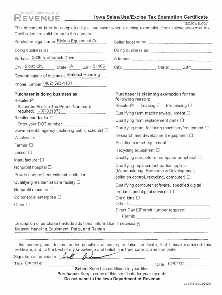 Fillable Online Iowa Sales and Use Tax on Manufacturing and Processing
