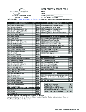 Fillable Online Ideal Protein Order Form Rev 04 2022 Fax Email Print