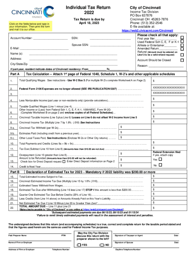 City of cincinnati income tax: Fill out & sign online Preview on Page 1