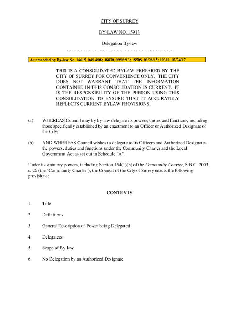 Fillable Online BYLAW REG 15913 Fax Email Print pdfFiller