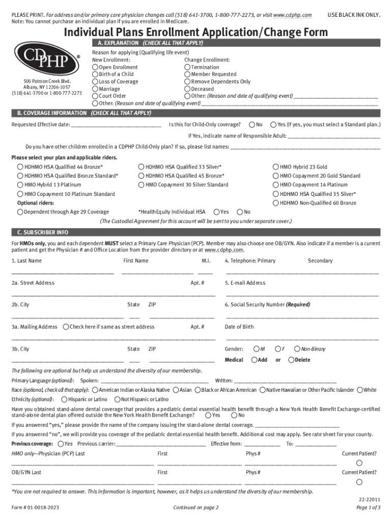 Fillable Online Enrollment Application Change Form Fax Email Print pdfFiller
