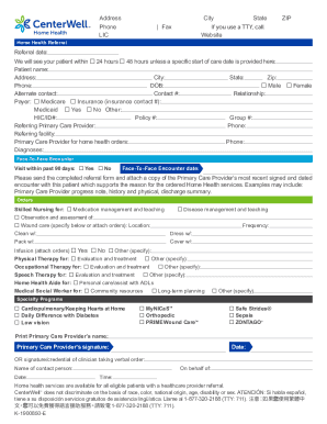 Home Health Referral Form Pad -Editable Version. Form - No Crop PDF