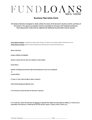 Business Narrative Form