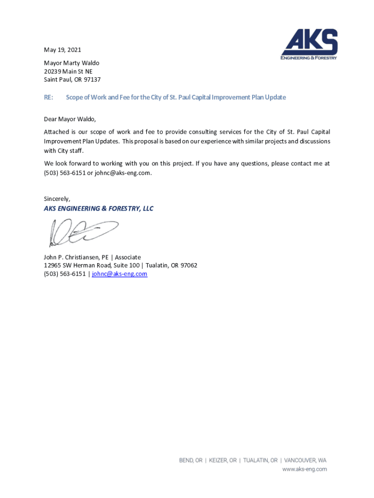 Fillable Online RE: Scope of Work and Fee for the City of St. Paul ...