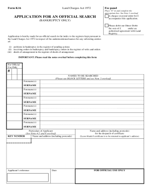 Fillable Form K16 APPLICATION FOR AN OFFICIAL ...