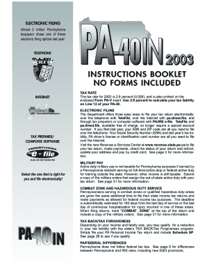 Fillable Online 2003 PA Individual Income Tax Return Instructions (PA ...