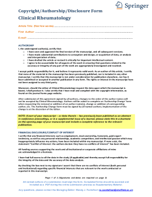 Fillable Online Copyright/Authorship/Disclosure Form - Clinical ...