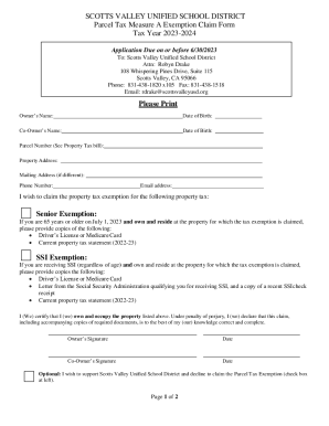 Fillable Online School Parcel Tax Exemptions - County Of Sonoma - CA