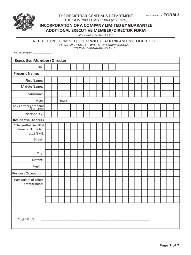 Fillable Online Incorporation Of A Company Limited By Guarantee