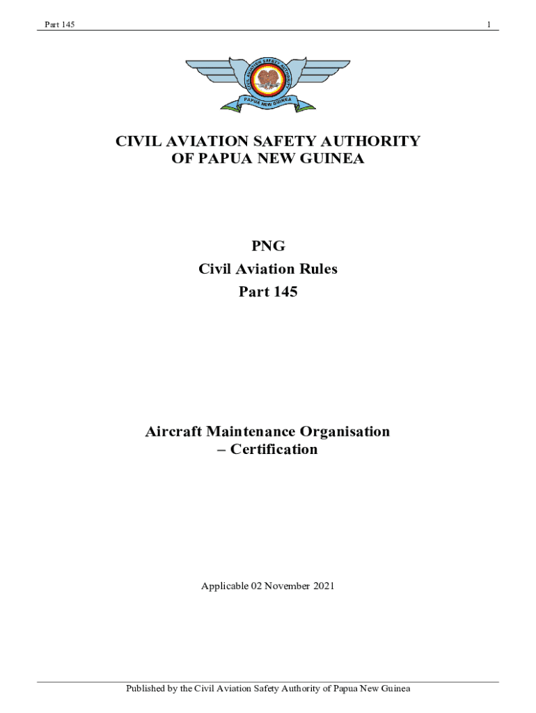 Fillable Online casapng gov Part 145 Aircraft Maintenance Organisation