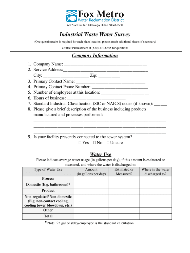 Fillable Online Waste water treatment works treatment monitoring and