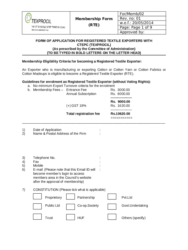 The Cotton Textiles Export Promotion Council Document No. Doc Template