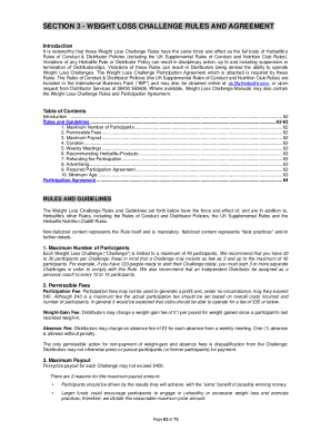 Fillable Online WEIGHT LOSS CHALLENGE RULES AND AGREEMENT Fax Email ...