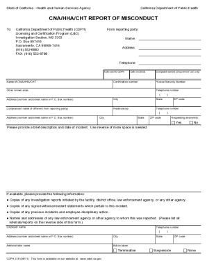 Fillable Online Fillable Online cdph ca cnahhacht form Fax Email Print ...