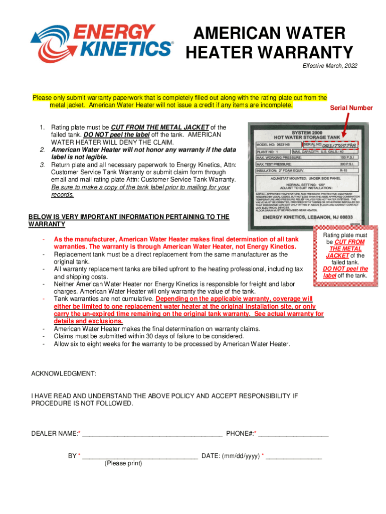 Fillable Online What to Know About an American Water Heaters Warranty