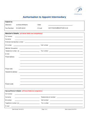 Fillable Online Profmed Intermediary Form Fax Email Print