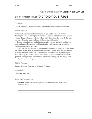Fillable Online The Easy Guide to Making a Dichotomous Key with ... Fax ...