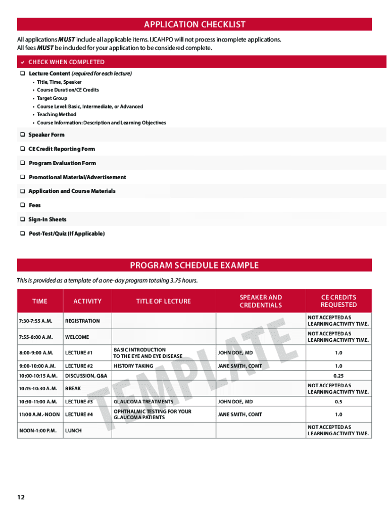 Fillable Online documents jcahpo APPLICATION CHECKLIST PROGRAM Fax