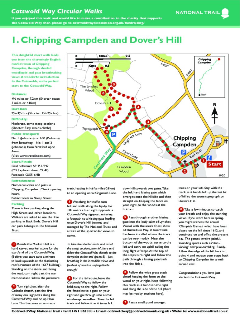 Fillable Online now members of the Cotswold Way Association Go