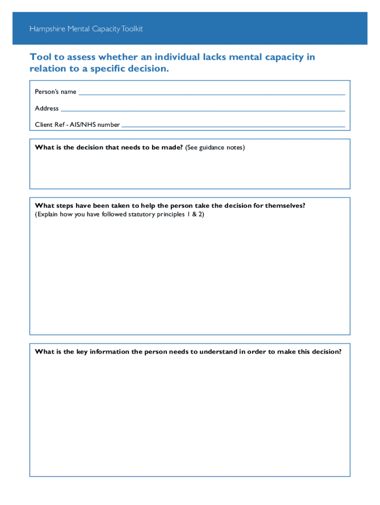 hampshire mental capacity toolkit Preview on Page 1