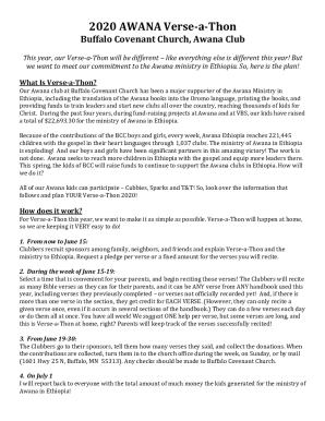 Fillable Online Awana GO, Verse-a-Thon: Teaching Kids How to Love ...
