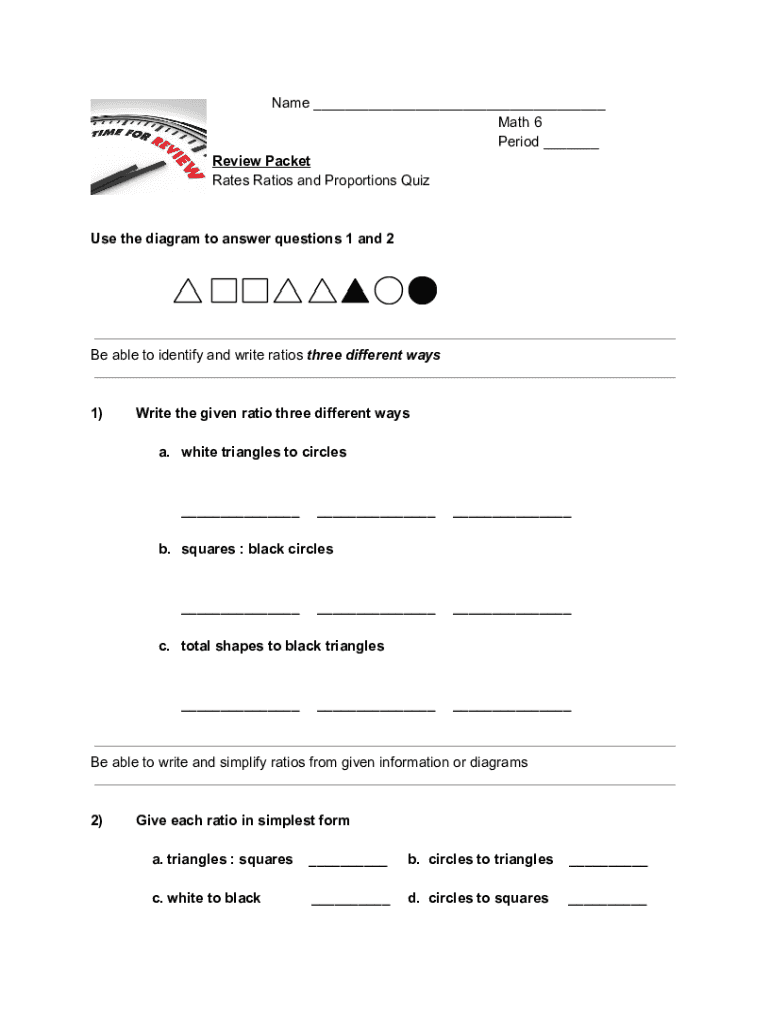 Fillable Online Review Packet Rates Ratios and Proportions Qu Fax Email ...