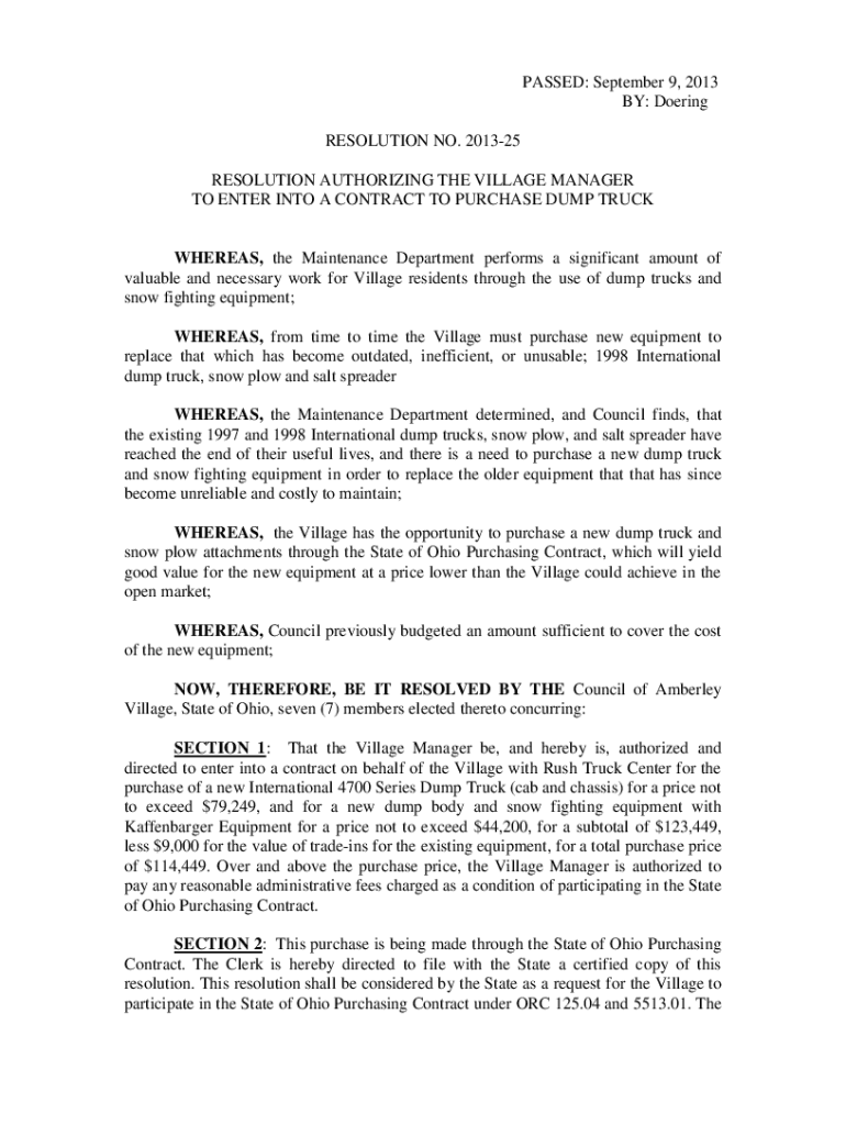 Fillable Online Approve purchase of quad axle dump truck cloudfront