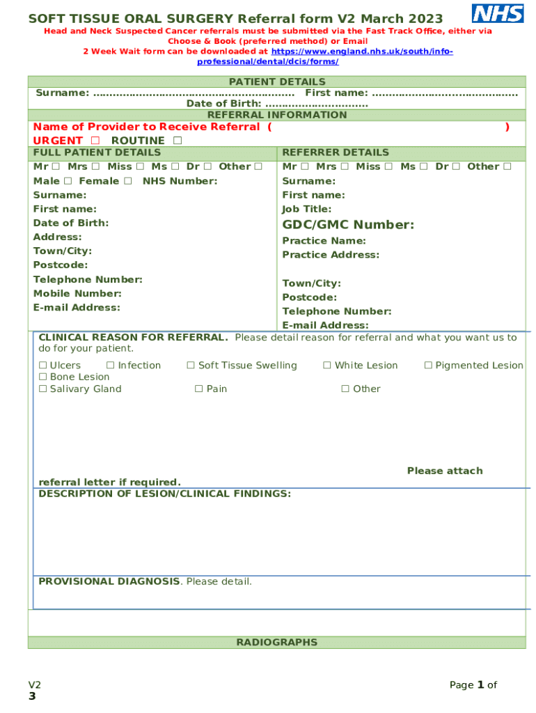 SOFT TISSUE ORAL SURGERY Referral V2 Doc Template pdfFiller