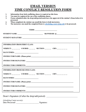 Fillable Online email version time conflict resolution form Fax Email ...