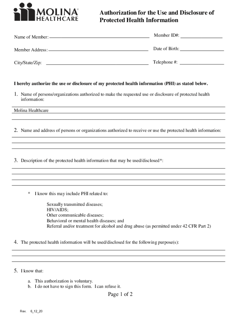 Fillable Online What you need to know about your benefits Molina