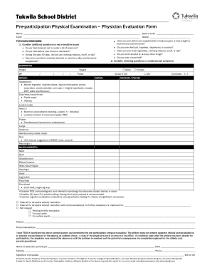 Fillable Online Preparticipation physical evaluation form Fax Email ...