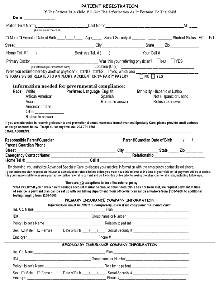Fillable Online Fillable NewPatientPediPacketEnglish TVFC Patient