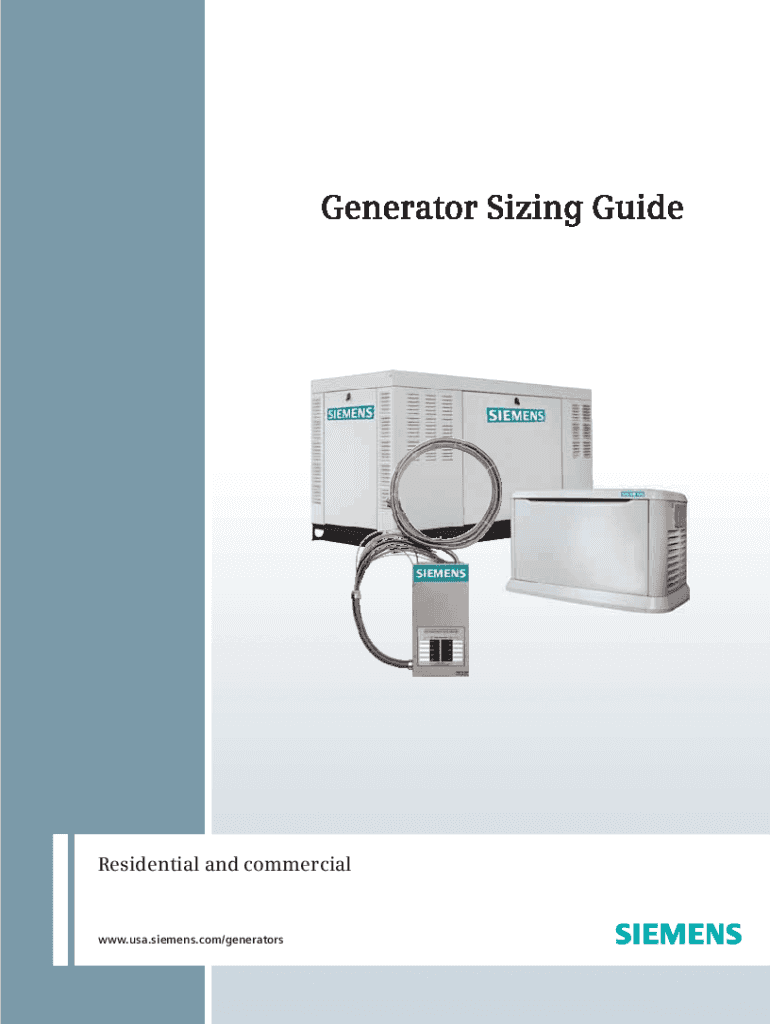 Fillable Online Standby Power Generator Sizing Guide. Standby Power