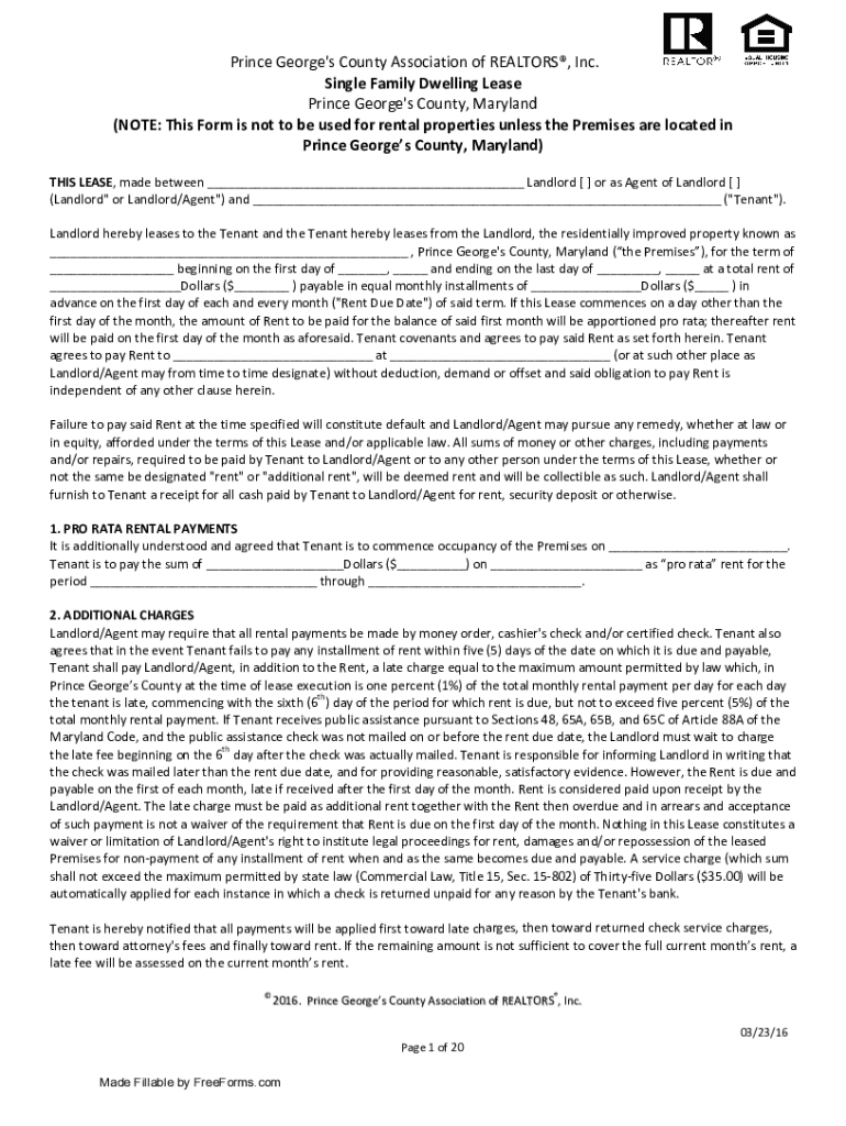 Fillable Online Maryland Rental Lease Agreement Templates Fax Email Print - pdfFiller