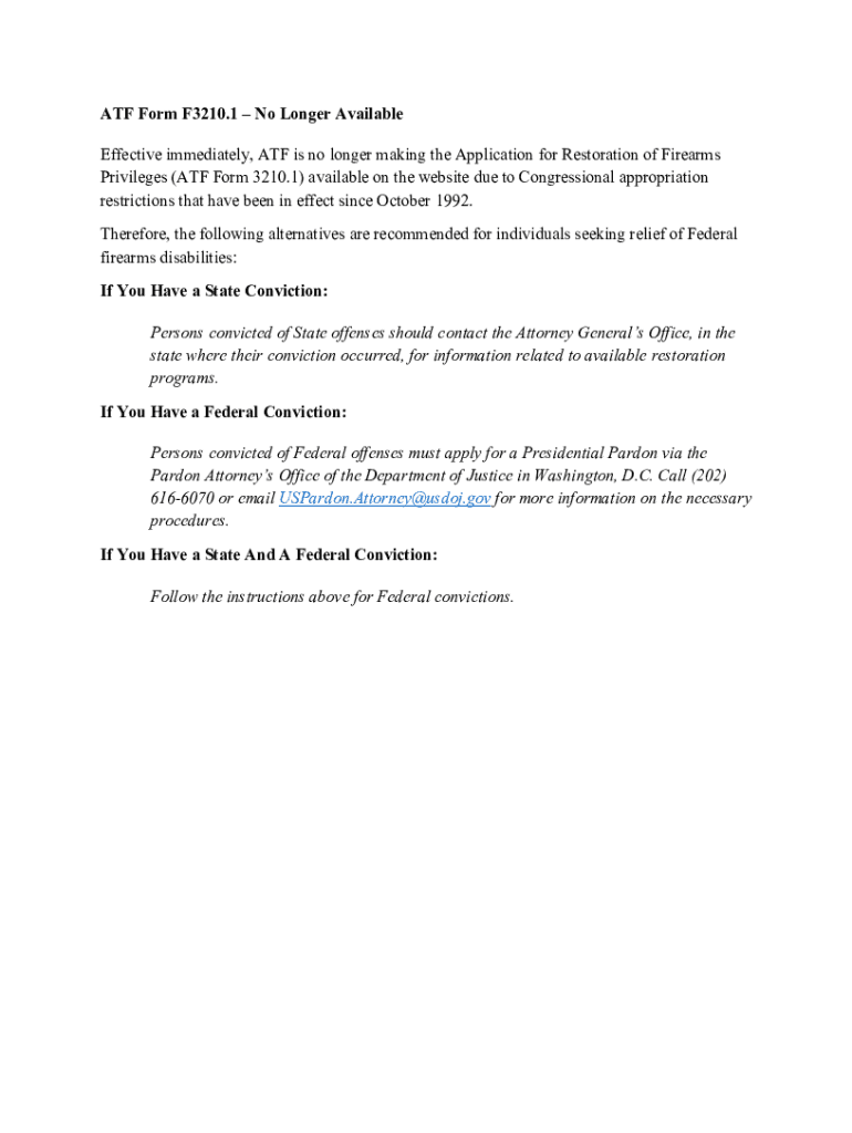 Fillable Online ATF Form F3210.1No Longer Available Effective ...