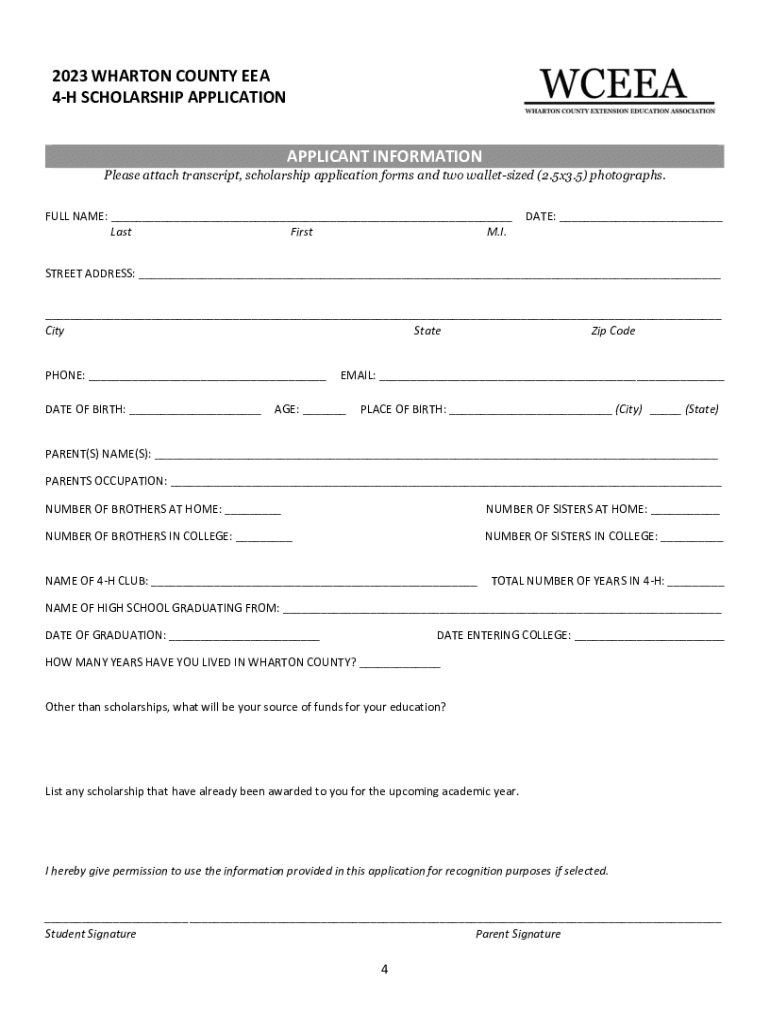 Fillable Online The Wharton County Extension Education Association is