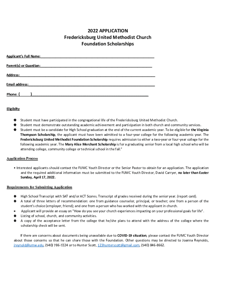 Fillable Online 2022 Foundation Scholarship Application.docx Fax Email