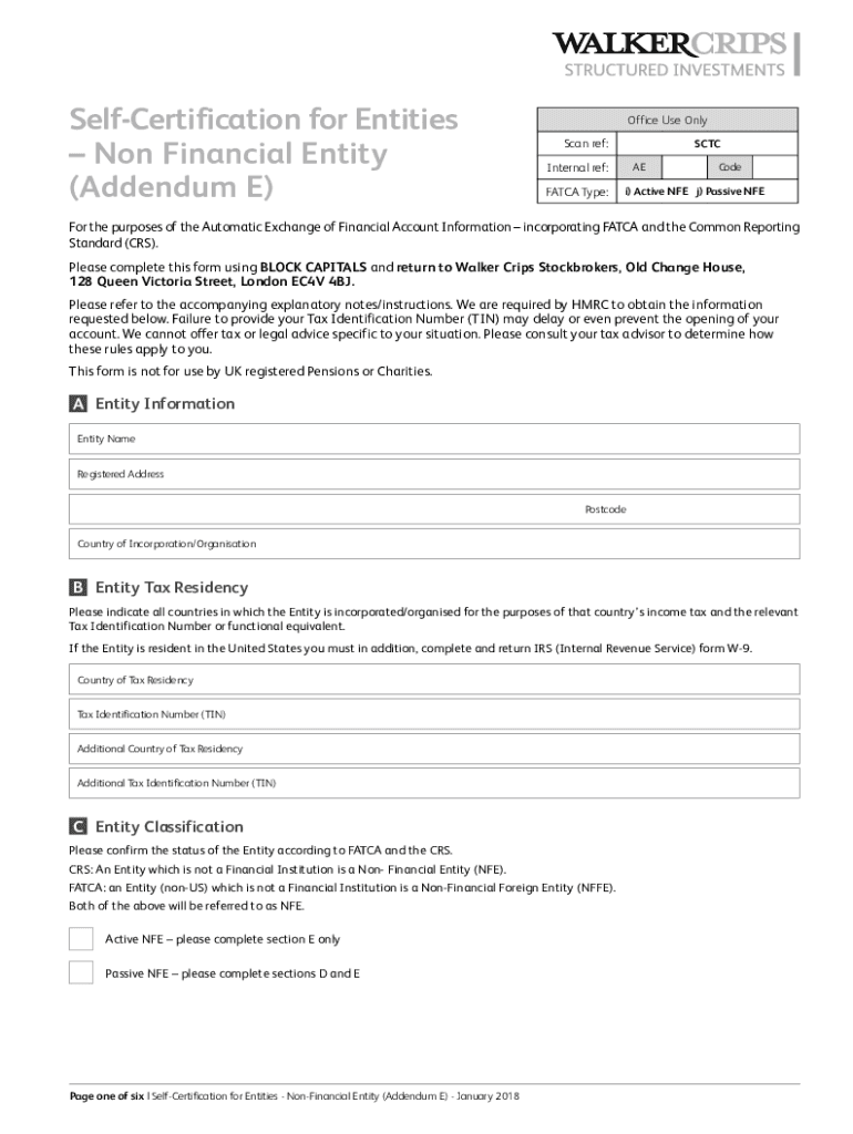 Fillable Online Guidance for entity selfcertification form. Fax