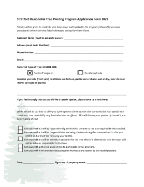 Fillable Online Stratford Residential Tree Planting Program Application ...