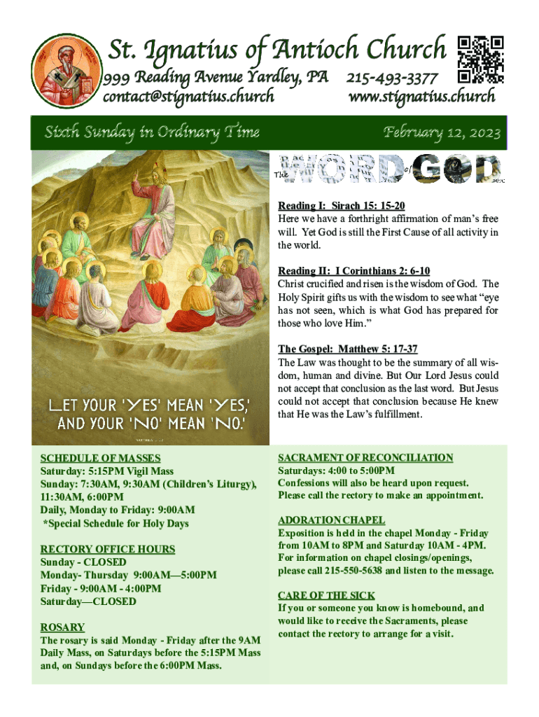 Fillable Online St. Ignaitus of Antioch Yardley PA St. Ignatius